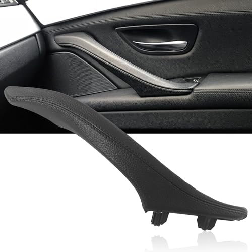 1 Stück Leder-Seitentürgriff BMW 5er-Serie, Leder-Seitentürgriff Vorne Türgriffabdeckung für 5er F10 F11 F18 51417225852 Rechts Auto Innen Beifahrertür Leder Zuggriff (schwarz)