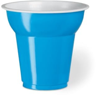 Generico 50 Bicchieri plastica CAFFE' da 70 cc | VARI COLORI | bicchierini da caffè 70ML vari colori MADE IN ITALY (Azzurro)