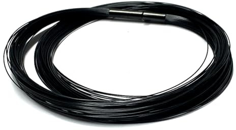 Kette Stahlseil schwarz mehrreihig 55reihig Klippverschluß Edelstahl Halsreif 40cm