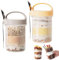 xiruiubao Barattoli Vetro Coperchio,Alimenti Vasetti per Yogurt con Cucchiaio,Barattoli Cucina La Preparazione Dei Pasti Farina D'avena, Marmellata, Muesli, Insalata, Budino, Porridge 400 ML, 2 Pezzi