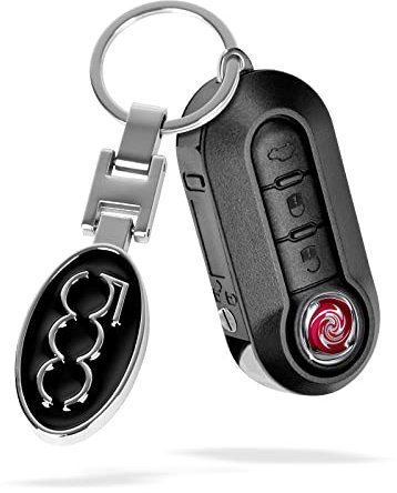 Porte-clés de voiture universel en fibre de carbone avec logo compatible avec 500 500e 500c 500l 500 accessoires (noir)