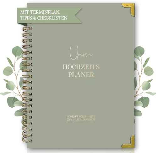 BIROYAL Hochzeitsplaner Deutsch für den großen Tag, 160 Seiten Wedding Planner mit Terminplan, Checklisten, Zeitplan und Tipps, Hochzeit Buch mit Kalender, Tolles Geschenk zur Verlobung - DIN A4