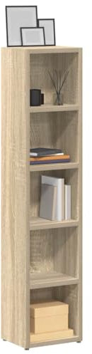 CD Storage Tower Rack Set of 2, Media Storage Cabinet CD Shelf Sonoma Oak 21x16x93.5 cm Engineered Wood