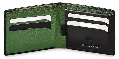 J. Wilson London RFID Blocking Protection Genuine Leather Mens Wallet with Zip Coin Pocket Gift Boxed (Green)