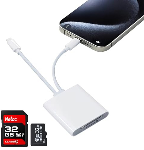 SD Kartenleser für iPhone iPad, Typ C OTG Adapter, USB C Kartenleser, USB C SD Kartenleser mit Dual Slot für MicroSD/SD, Kamera Card Viewer Speicherkartenleser für iPhone/iPad/Android/Kamera