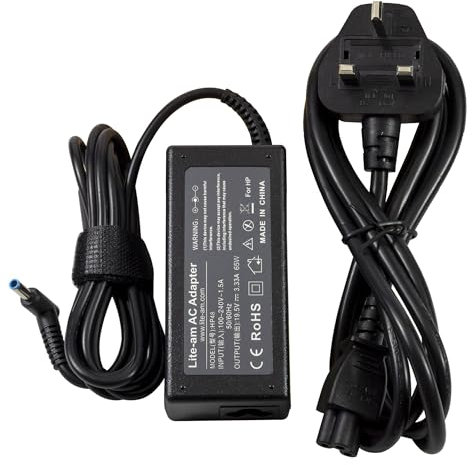 Lite-am 65W AC Adapter Power Supply 19.5V 3.33A Charger with 4.5mm x 3.0mm Blue Tip For HP Pavilion x360 14-DW0522SA, Pavilion Envy Beats Audio