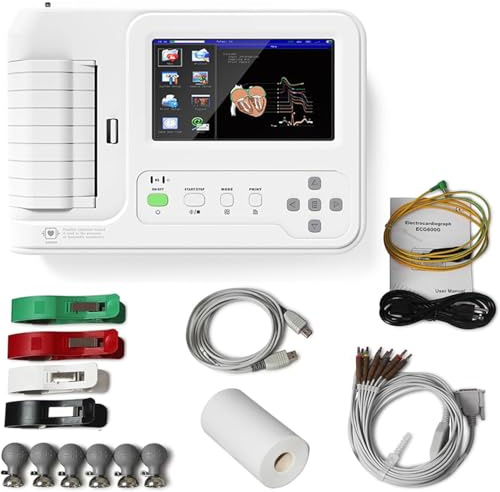 Tragbarer EKG-Monitor mit 7-Zoll-LCD-Touchscreen, 12 Ableitungen 6-K-EKG-Gerät für genaue Herzüberwachung