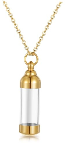 VERDANVERSE Collana Ciondolo in Inossidabile Pendente Trasparente Apribile per Ceneri e Commemorativo Unisex Leggero e Resistente