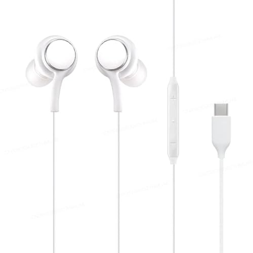 Western Gadget USB C Geflochtene Ohrhörer mit Mikrofon, Rauschunterdrückung und Lautstärkeregler, In-Ear-Kopfhörer für iPhone 15 und mehr, Samsung Galaxy S21/S20/S10/Note 20, Huawei, OnePlus (Weiß)
