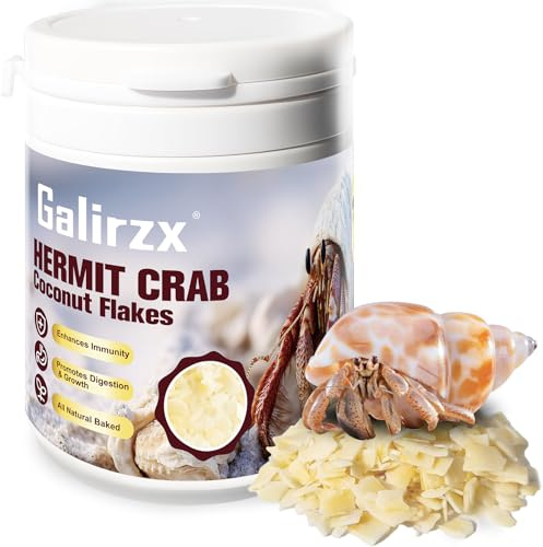 Galirzx Hermit Crab Food – Baked Coconut Treat, Natural Dried Coconut Flakes for Hermit Crabs, Healthy, Additive-Free, Easily Digestible, Crispy Snack | 60g