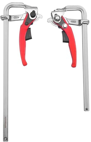 Hebelzwinge 2er Set aus Ganzstahl - Ratschenklemme mit 200mm & 300mm Spannweite, Schnellspanner für Holz- und Metallbearbeitung