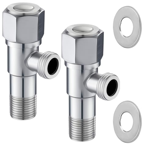 Universal Eckventil 1/2 Zoll, Wandanschluss, 3/8 Zoll Schlauchanschluss, Eckregulierventil, Eckventil Waschbecken für Kalt Warmwasser Trinkwasser, 304 Edelstahl, mit doppelter O-Ring Abdichtung
