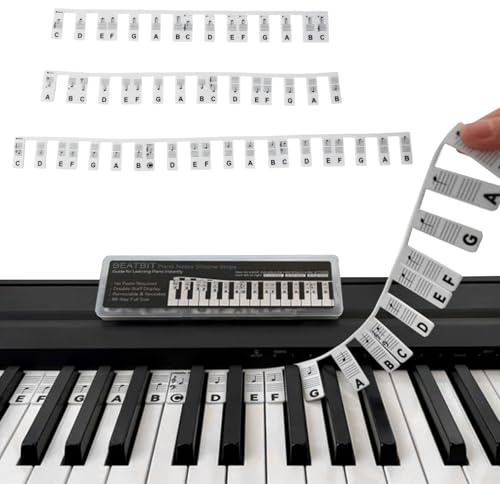 Abnehmbare Klaviertastatur-Notenetiketten für 88 Tasten Klavier Noten Aufleger Klavierführer für Anfänger Wiederverwendbar Silikon Piano Aufkleber Keine Aufkleber Erforderlich, für Anfänger Kinder, A