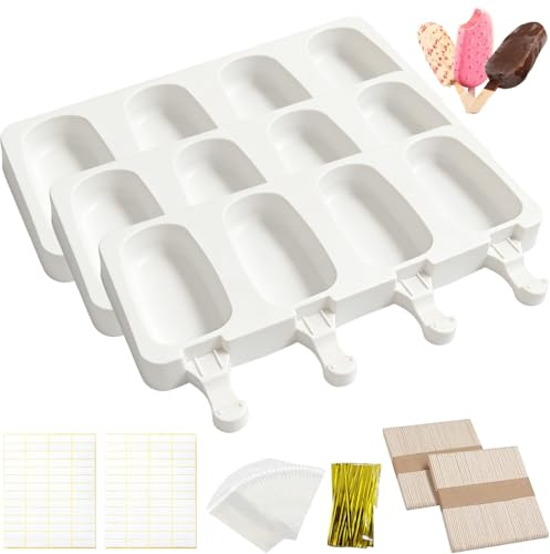 3 Packed Grandi Stampi per Gelato in Silicone,4 Cavità Stampo per Ghiaccioli,Stampo in Silicone per Gelato,riutilizzabili,senza BPA,Stampo in Silicone per Gelato,Perfetto per il DIY Stampi