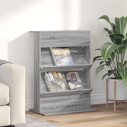 Xolmizyn Porte-revues Sonoma - Gris - 70 x 41 x 96 cm - En bois - Pour salon, bureau