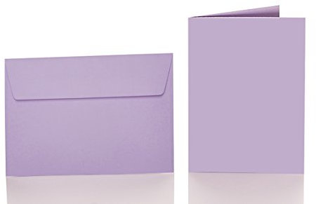 Paper24 25 Faltkarten blanko mit Umschlag 120x170 mm, Briefumschläge B6, Doppelkarten mit Umschlag sind ideal für Geburtstag in Flieder