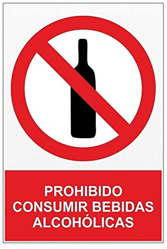 MovilCom® - Adhesivo PROHIBIDO CONSUMIR BEBIDAS ALCOHOLICAS 150x200mm Señal prohibición (ref.RD45646)