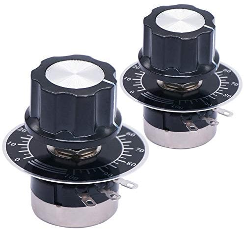 Taiss/2 Stücke RV24YN20S 500 ohm Potentiometer B501 Single-Turn-Potentiometer für die Drehzahlregelung von Wechselrichtern. Motordrehzahlregelung +2 Stück A03 und Wählscheiben(B501,500 ohm)