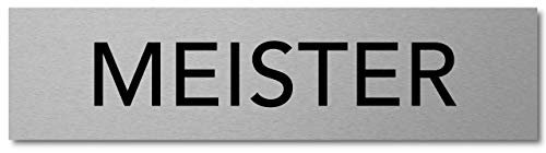 Interluxe Türschild Meister 200x50x3mm Schild aus Aluminium, modernes Schild für Werkstatt, Produktion, Büro oder Verwaltung