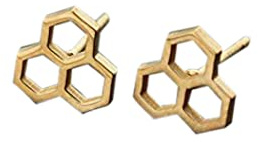 Edelstahl Ohrstecker Bienen Wabe Hexagon Sechseck geometrisch rosé golden Ohrringe Stecker