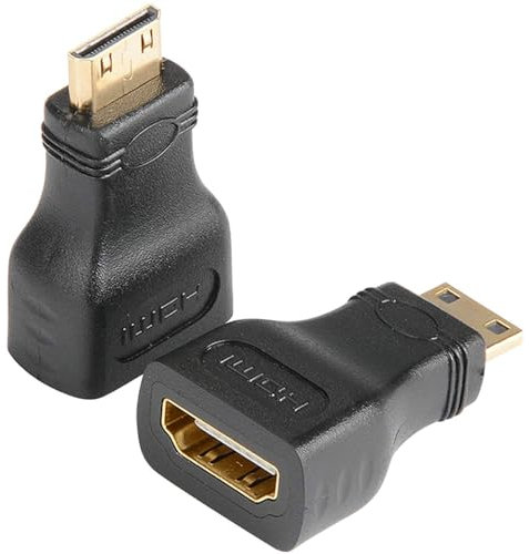 J&D 2 Stück Mini HDMI auf HDMI Adapter, Gold-Plated HDMI Weiblich zu Mini HDMI Männlich Adapter Kompatibel mit Digitalkamera Camcorder Tablet Laptop