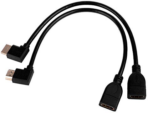 S SIENOC 2 x 30 cm HDMI (1.4) 90° Cable adaptador 1080P macho a hembra Negro (modelo L)