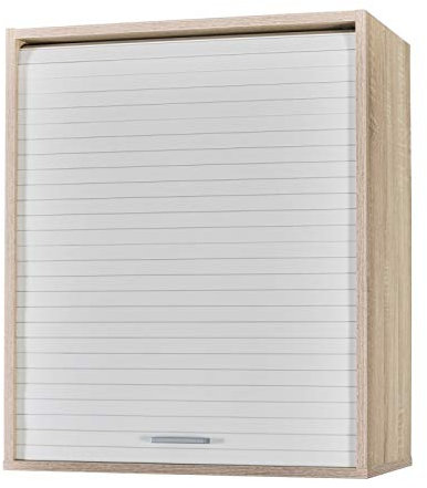 SIMMOB Meuble Cuisine Chêne Rideau Noir Blanc ou Alu 3 Niches L 60 H 72 P 35 cm - Blanc