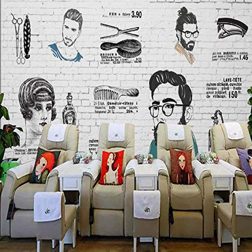 Non-tissé mur cloth_hair salon papier peint papier peint personnalité 3d salon de coiffure créative non-tissé papier peint 3d foot gris noir poster pierre photo salon-430cm×300cm