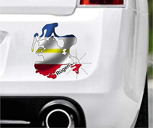 Sticker-Designs 10cm! Klebe-Folie Wetterfest Made-IN-Germany:Rügen Mecklenburg-Vorpommern-Insel-Hallig D54 UV&Waschanlagenfest Auto-Aufkleber Profi-Qualität!