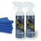 Charles Bentley Outdoor Garden Window Glass Mirror Cleaner Duo 2 x 500ml Set with Microfiber Cloths