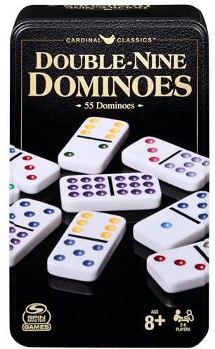 Spin Master Games, Cardinal Classics Double Nine Dominoes Set in Storage Tin, Dominoes for Kids & Adults, Classic Game, 2-6 Players, for Ages 8 & Up