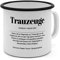 Emaille-Tasse mit Definition Trauzeuge - Tasse mit Spruch, Wörterbuchtasse, Geschenktasse, witzig, Kaffeebecher, Becher, Tasse, Becher - Farbe Weiß/Schwarz