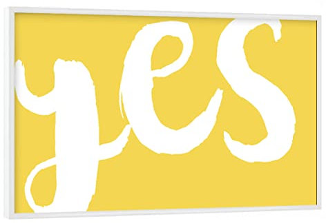 artboxONE Poster mit weißem Rahmen 75x50 cm gelb Typografie Yes - Yellow - Bild ja Motivation Mut