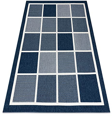rugsx Modern Teppich SISAL Spring Quadrate, Rahmen, Schnurteppich für Wohnzimmer, Schlafzimmer, Terrasse, Küche, Teppichschlaufe - Grau 160x230 cm