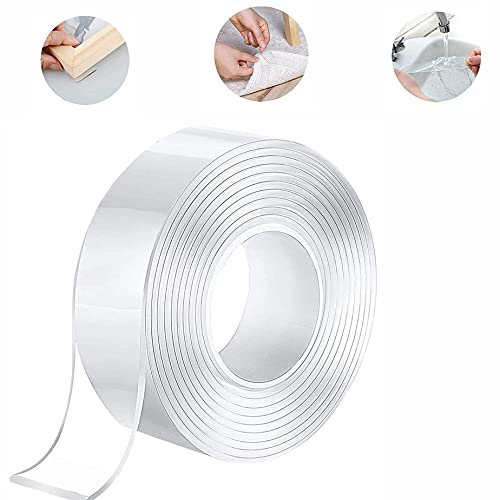 3 Meter Doppelseitiges Klebeband Waschbares Spurloses Klebeband Nano Doppelseitige Nano Tape Spurloses Ablösbar Spurlos Klebekraft, Wasserdicht, Hitzebeständig für Teppich Fotorahmen Küche