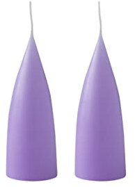 Kunstindustrien® Stumpenkerzen, Hergestellt in Dänemark, 43 Farben verfügbar, Kegel Kerze, Durchgefärbte Stumpenkerze lange Brenndauer von 15 Stunden, Kerzen Deko, 2 Stück, 6,5 x 16cm (Pastelllila)