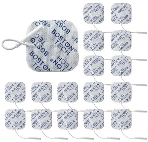 16 tens elektroden pads 5x5 cm, wiederverwendbare Klebeelektroden für TENS Geräte & EMS Trainer, sehr gute Haft- Leitfähigkeit, 2mm Steckanschluss | Zertifiziertes Medizinproduk. Boston Tech