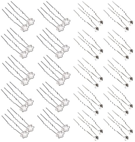 40 Pièces Pinces à Cheveux de Mariage, Pinces à Cheveux de Mariée Accessoires de Cheveux de Mariage, 20 Pinces à Cheveux en Strass en Forme de U, 20 Pinces à Cheveux en Diamant en Forme de U