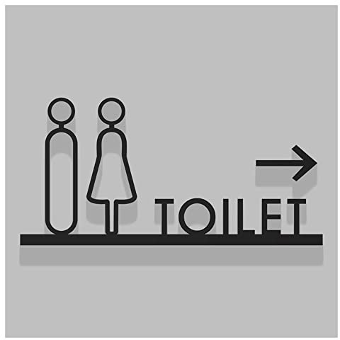 MOMOJIA 3D Toiletten-Pfeilschilder for Männer Und Frauen – Wegweiser Im Flur, Pfeil Nach Rechts, Stereo-Acryl-Symbol, 22 X 10,5 Cm/30 X 14,6 Cm/35 X 17 cm (Color : B, Size : 35x17cm)