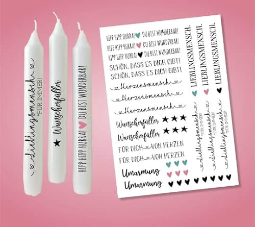 DIN A4 Kerzen Tattoofolie - LIEBLINGSMENSCH - Sprüche zum Verschenken - für Kerzen/Keramik