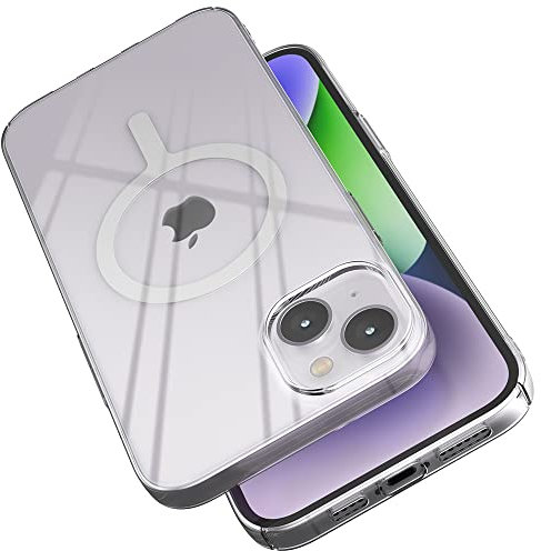 Sinjimoru 1mm Ultra Thin iPhone 14 Plus Phone Cover for MagSafe Case, Non Yellowing Transparent Magnetic Slim Fit Cell Phone Case Crystal Clear for iPhone 14 Plus. M-AiroFit Basic