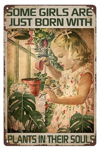 Buywell Some Girls Are Just Born With Plants In Their Souls Poster Retro Sign For Home Coffee Wall Decor Vintage Home Decor Poster Decor Poster Wall Art Tin Sign Decor Metal Sign Poster 8X12 Inches
