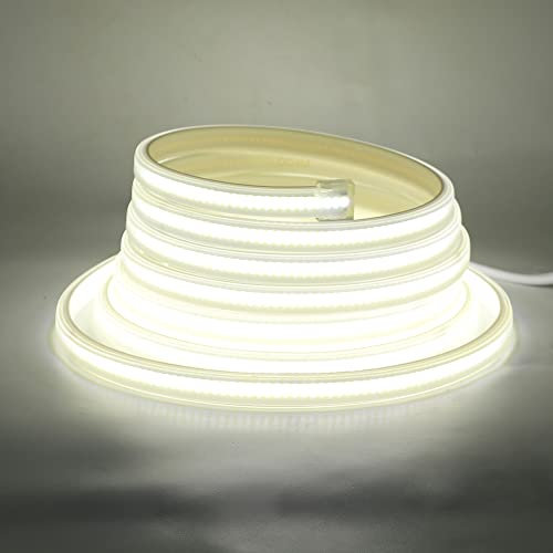 KISUFU 220V COB LED Streifen 20m, 360 LEDs/m FCOB LED Band CRI≥101,Wasserdichte,Superheller, flexibler COB LED Strip Lichtstreifen mit hoher Dichte für DIY-Festival-Dekoration zu Hause, Schlafzimmer