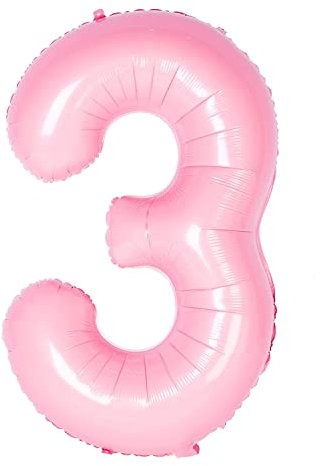 Oblique Unique® Folien Luftballon mit Zahl Nummer in Rosa für Kinder Geburtstag Mädchen Jubiläum Party Deko Ballon Folienballon (Nr. 3)