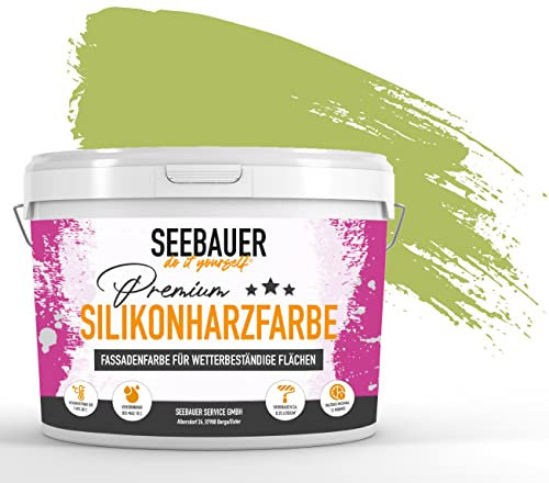 SEEBAUER diy® Silikonharzfarbe Grün Fassadenfarbe (No. 727 Wild Jungle 2,5 Liter) Selbstreinigend mit Lotuseffekt