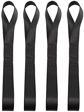 4 Stück Doppelschlaufen Zurrschlaufen Schlaufen Spanngurte Gewebte Nylon Gurt - 800kg Arbeitslast, 25 * 400 mm Gurtschlaufen für Motorrad, ATV, UTV, Fahrrad, Camping, Klettern, Aufhängung, Schwarz