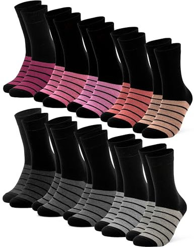 Occulto Damen Farbige Socken 10er Pack (Modell: Laura) Pink Grau 39-42