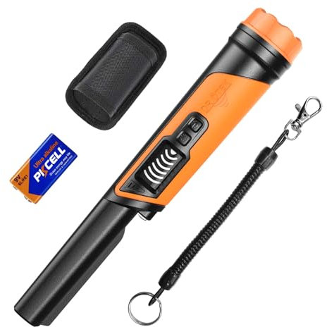 DR.ÖTEK Metal Detector Pinpointer, IP68 Fully Waterproof Handheld Pin Pointer with LCD Screen, Innovative Interference Cancellation Function, Higher Sensitivity, 3 Modes, Great for Gold, Coins, Orange
