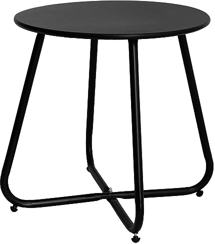 Elevon E-beschichteter Stahl Beistelltisch Wetterbeständig Outdoor 44,5 cm Runder Beistelltisch Akzenttisch für Bistro Balkon