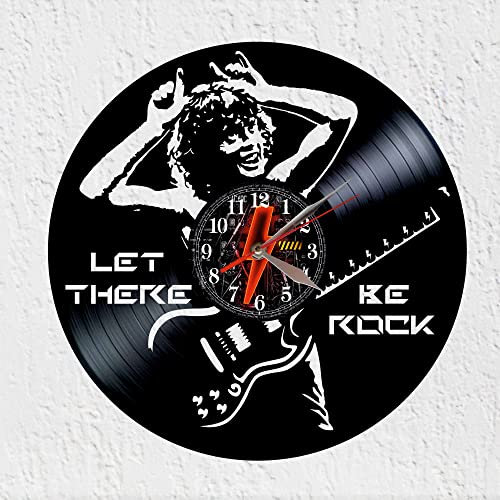 VINY WOODY Wanduhr aus Vinyl-Schallplatte, Angus, Young, Musik, Rock, Heavy Metal